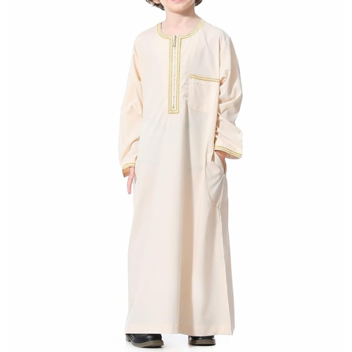 Beige Thobe Ramadan Set - Dark grey1 - Image 1