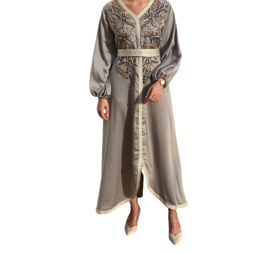Grey Moroccan Kaftan Dress Grey Moroccan Kaftan Dress - Image 1